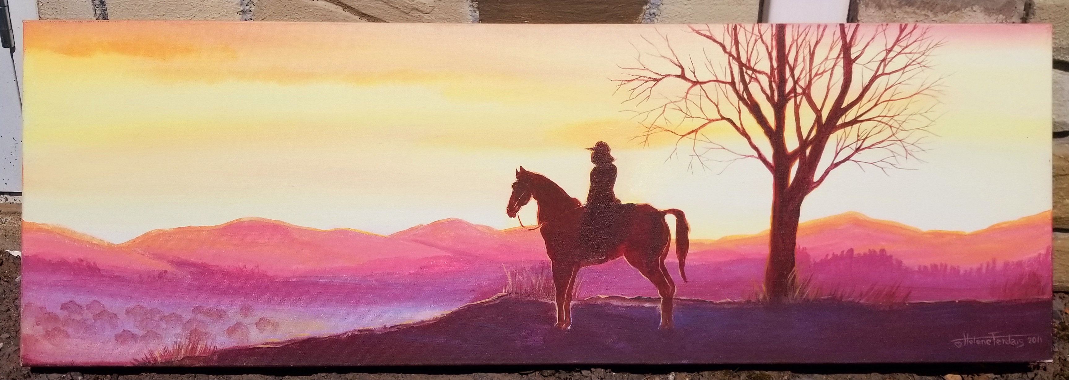 Cowboy — peinture d'Hélène Ferdais, Animaux