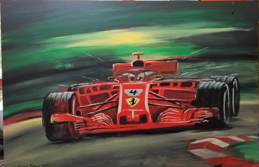Scuderia — peinture d'Hélène Ferdais, Sport automobile