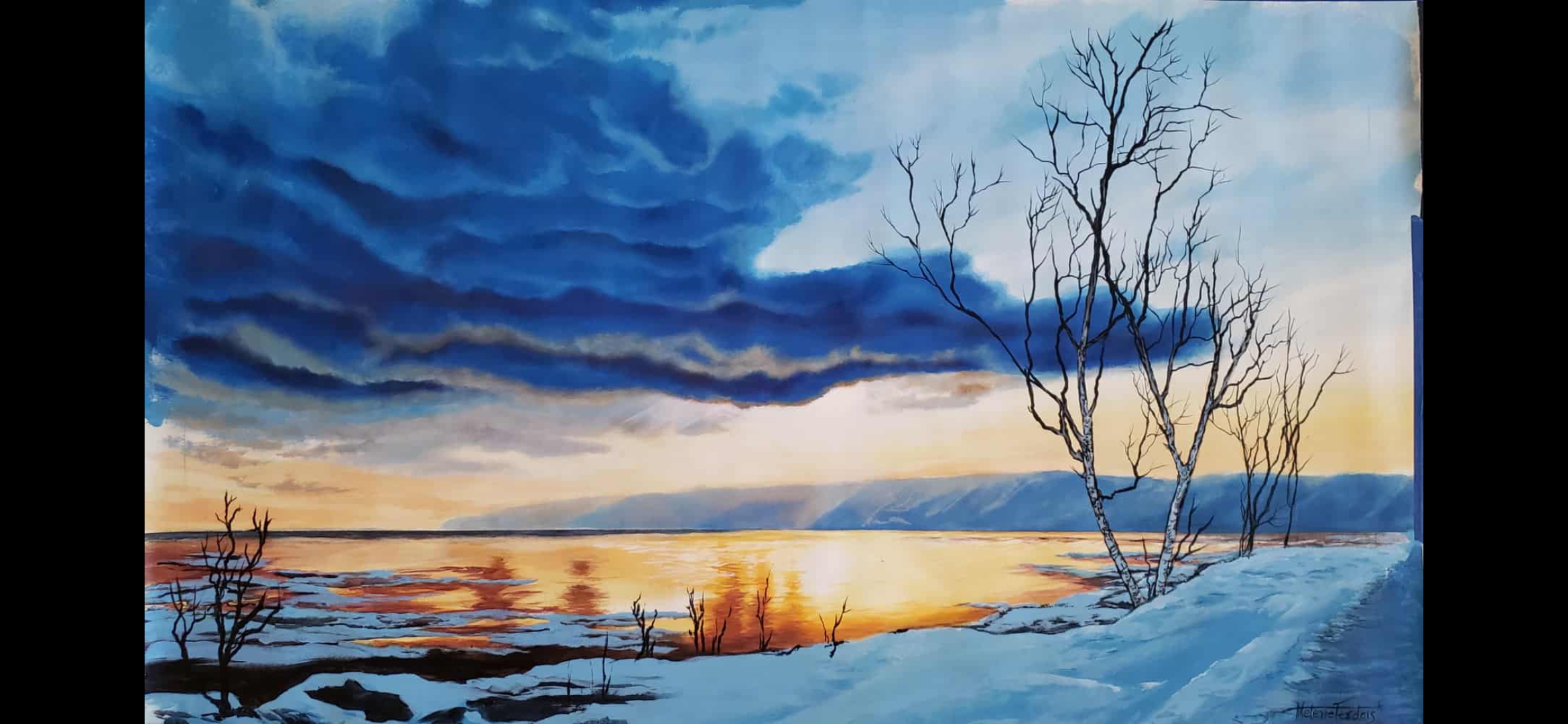 La baleine enneigé — peinture d'Hélène Ferdais, Paysages