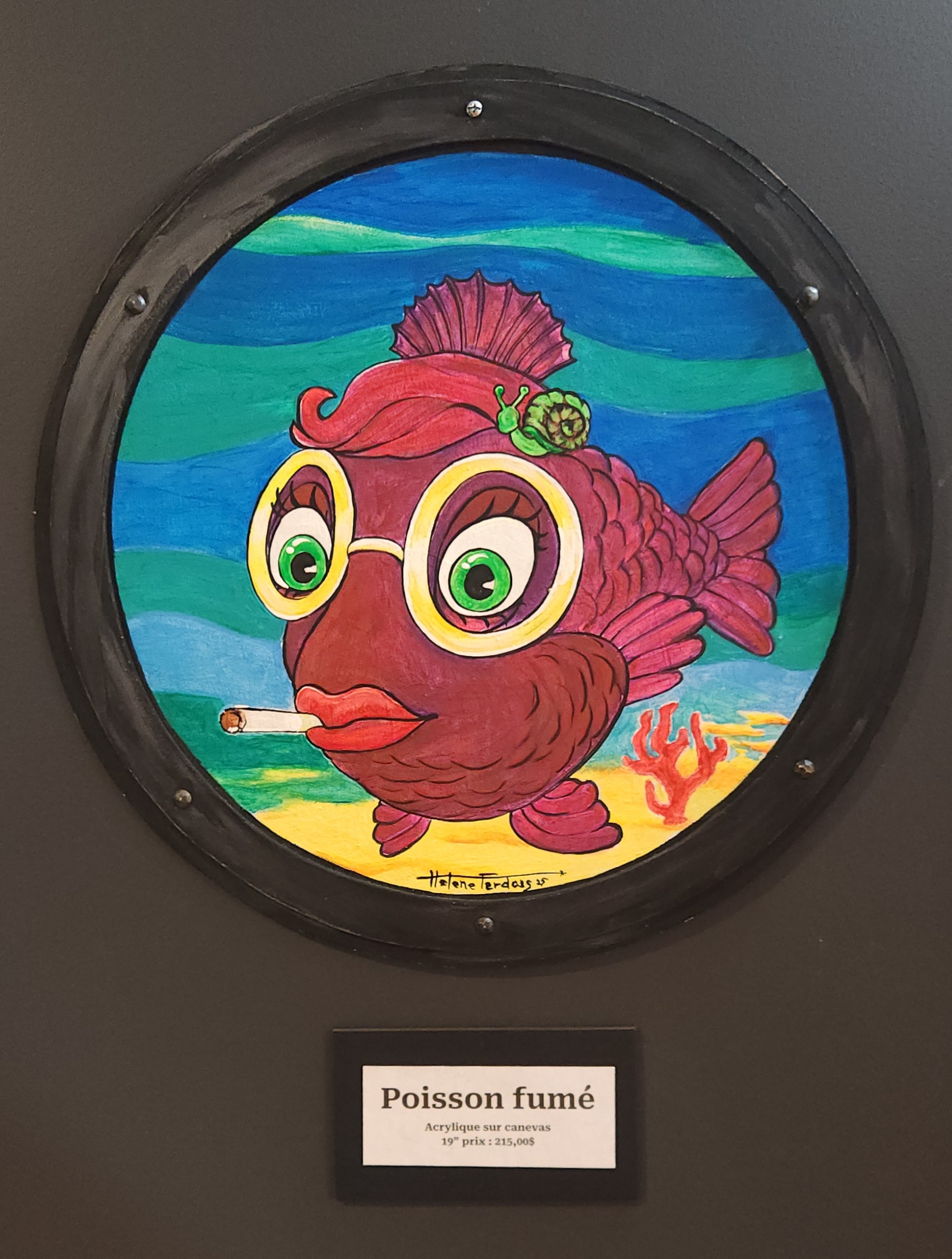 Poisson Fumé — peinture d'Hélène Ferdais, Animaux