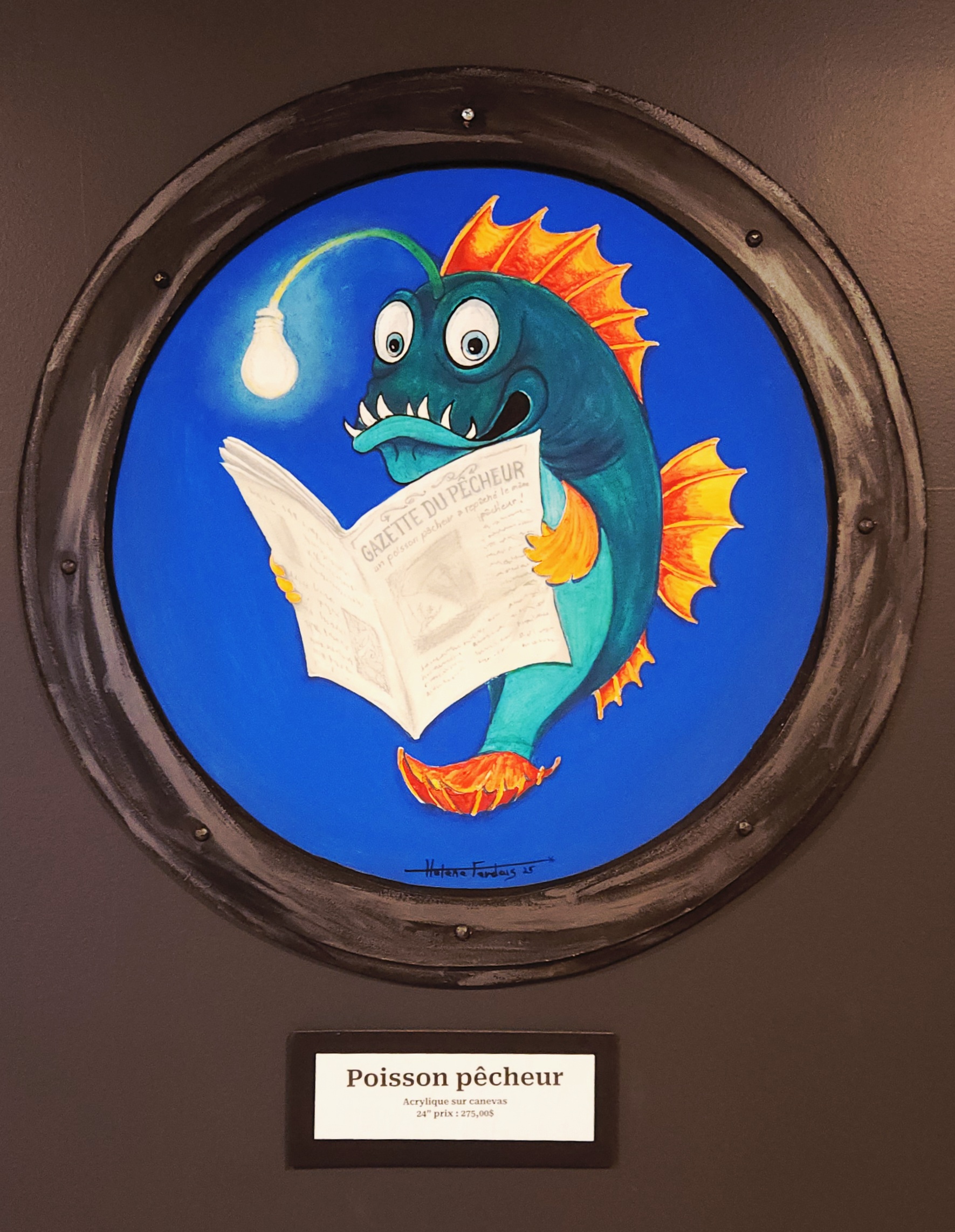 Poisson Pêcheur — peinture d'Hélène Ferdais, Animaux